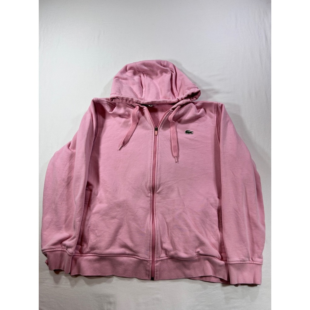 Lacoste Classic Fit Pink Full Zip Hoodie Sweatshirt Mens XXL Logo Hooded Jacket